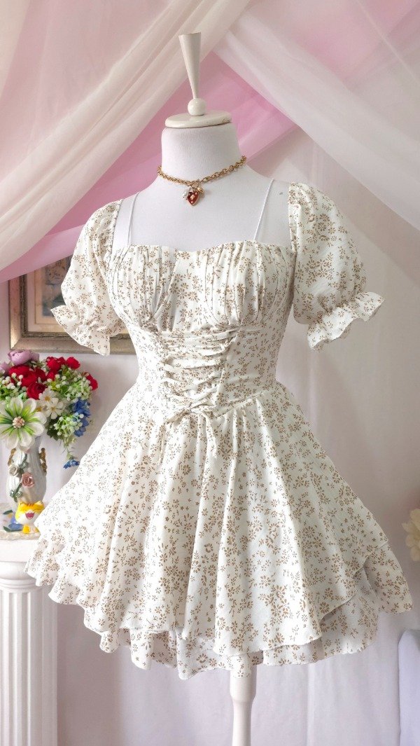 Producto - Vestido Coquette Sarah Blanco Estampado! IMPORTADO NUEVO