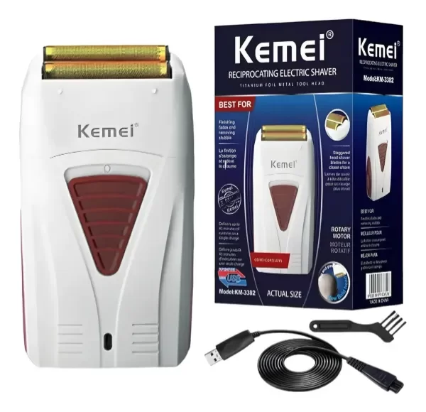 Producto - Shaver Kemei Profesional Km-3382 Blanco Blanco