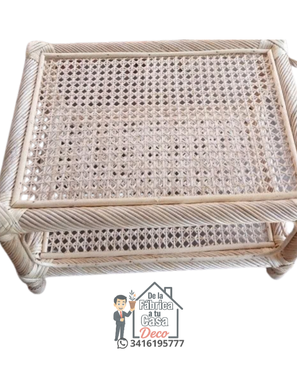 Producto - Mesa Entorchado en mimbre blanco