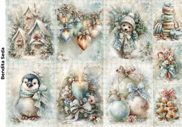 Producto - Bendita Seda 006 Navidad celeste y blanca