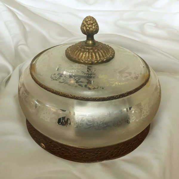 Producto - Plafon De Bronce Y Cristal Antiguo 18cm