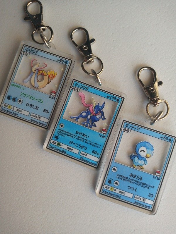 Producto - Llaveros Milotic, Greninja y Piplup