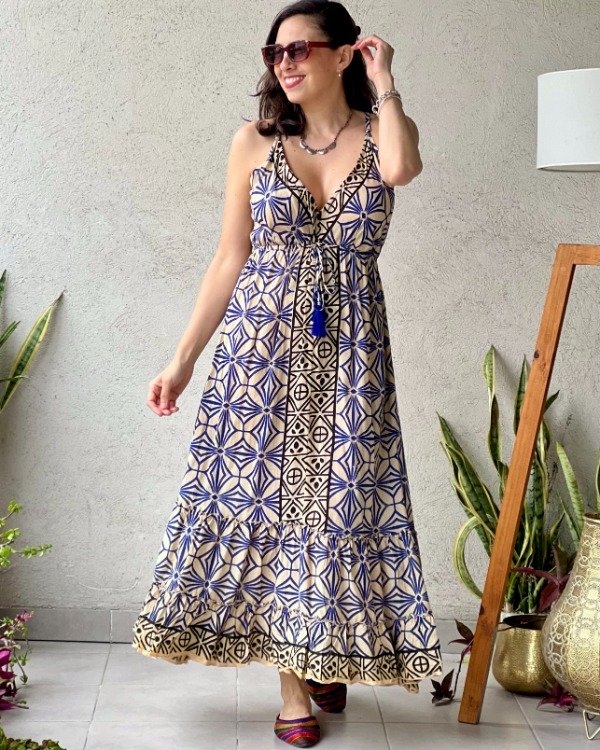 Producto - Solero Volados Algodón Azul L XL