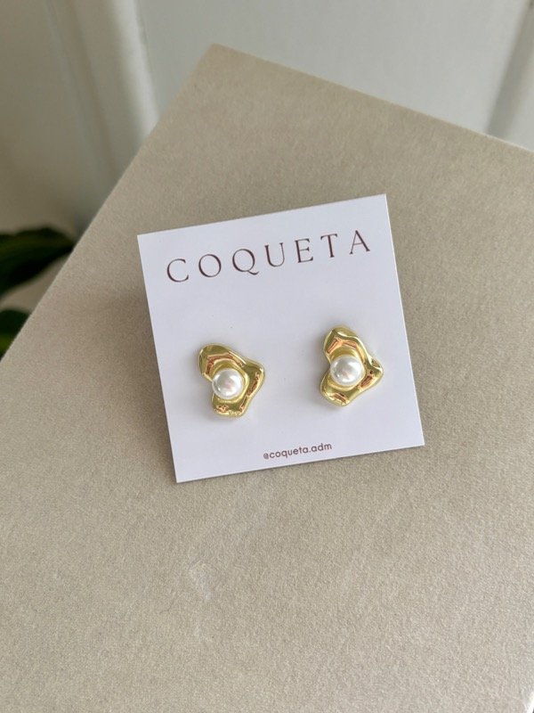 Producto - Aro Pasante Corazón con Perla Acero Dorado