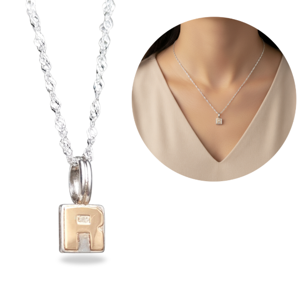 Producto - Cadena Con Dije Inicial R Plata y Oro