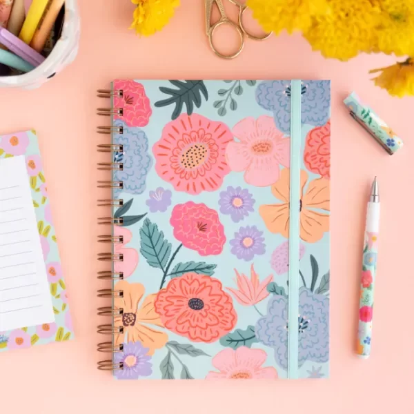 Producto - Cuaderno a5 anillado - flores verdes!