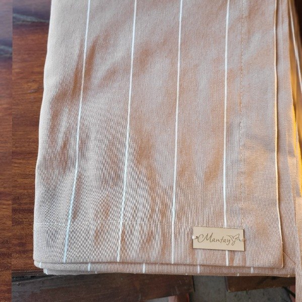 Producto - MANTEL DE TUSOR CHOCOLATE CON LINEAS NATURAL