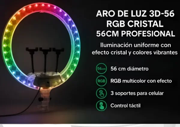 Producto - Aro de luz LED RGB modelo 3D-56cm profesional - 1