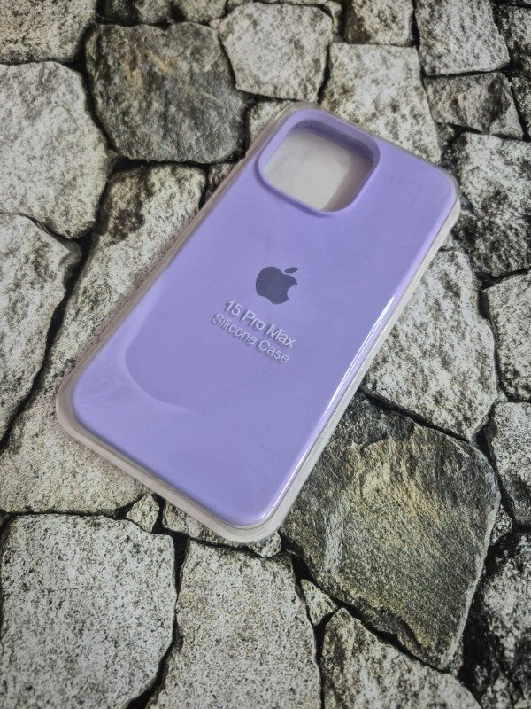 Producto - Funda silicone case con logo Iphone 15 Pro Max lila