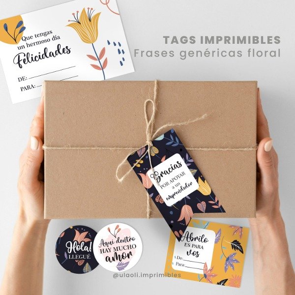 Producto - Tags Imprimibles Frases Genéricas "Floral"