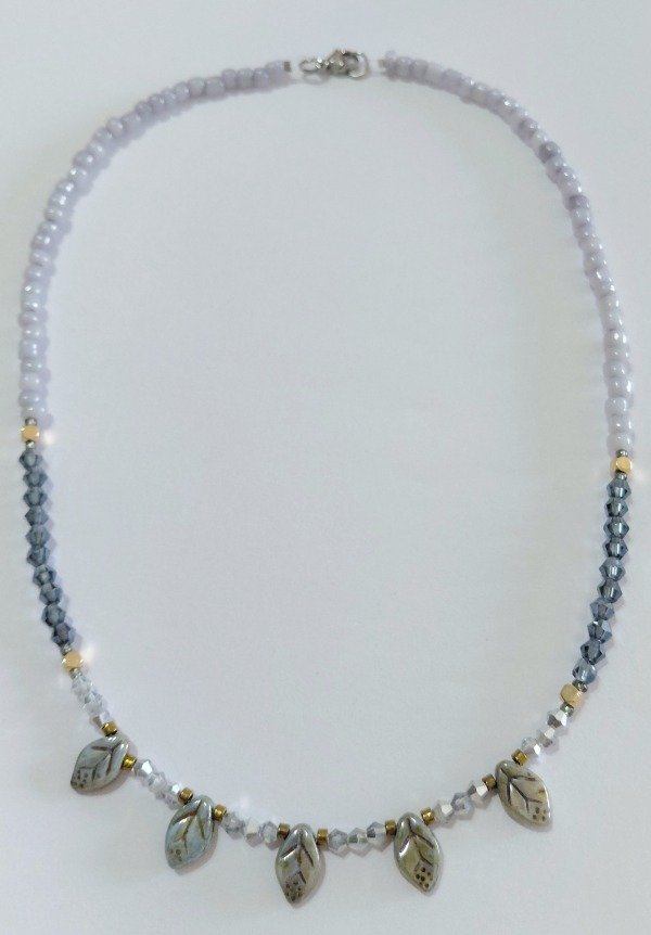 Producto - Collar Acero con Hojitas en tono Gris - 1