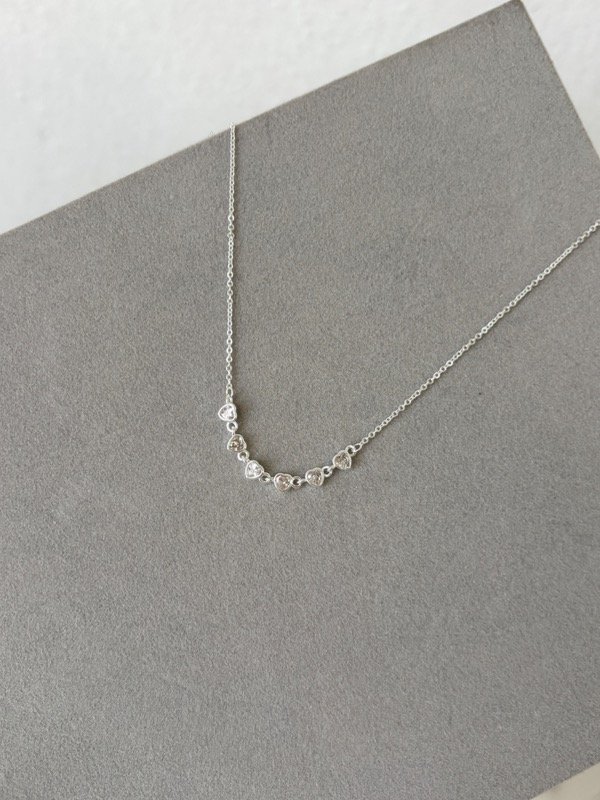 Producto - Collar Minis Corazones de Cristal Acero Blanco