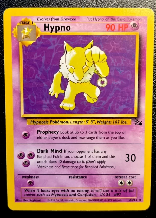Producto - Hypno 23/62 Unlimited Non Holo Rare Fossil Pokémon