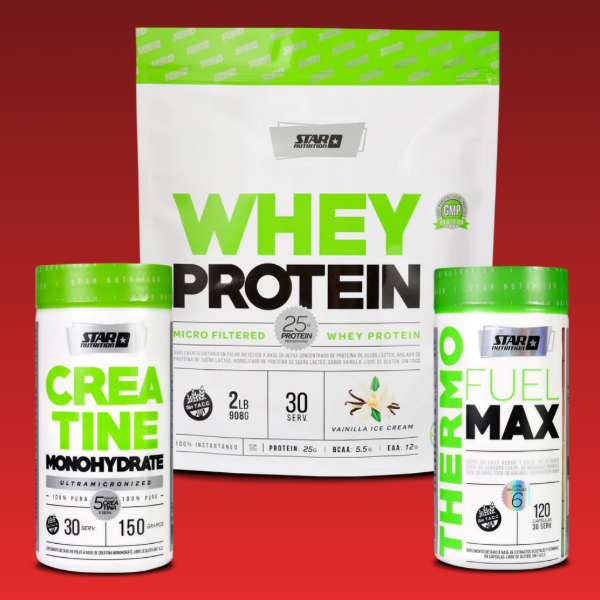 Producto - Proteina 2lb. + Creatina 150gs. + Quemador 120 caps. STAR NUTRITION