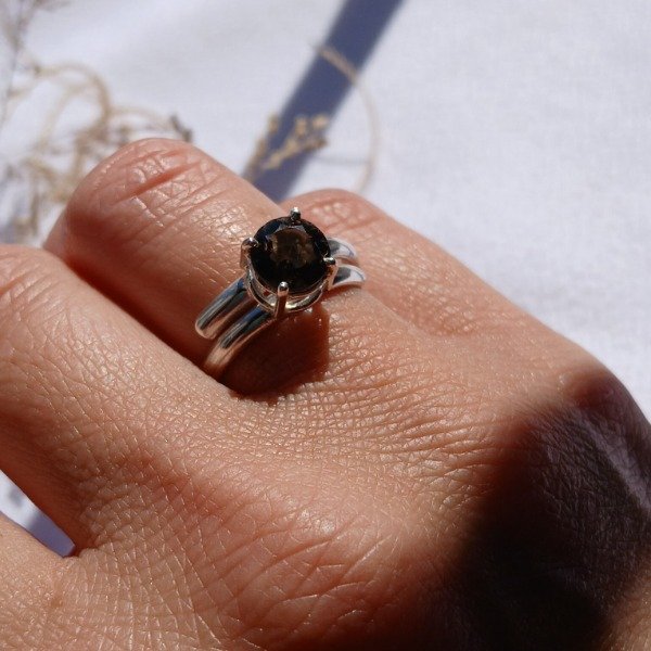 Producto - Anillo Plata 925 Cuarzo Ahumado Ajustable - 2