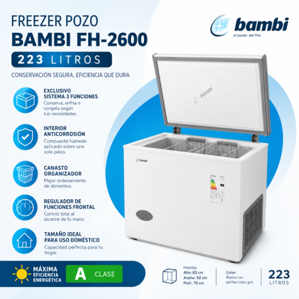 Producto - FREEZER POZO BAMBI FH-2600 - 223 LITROS