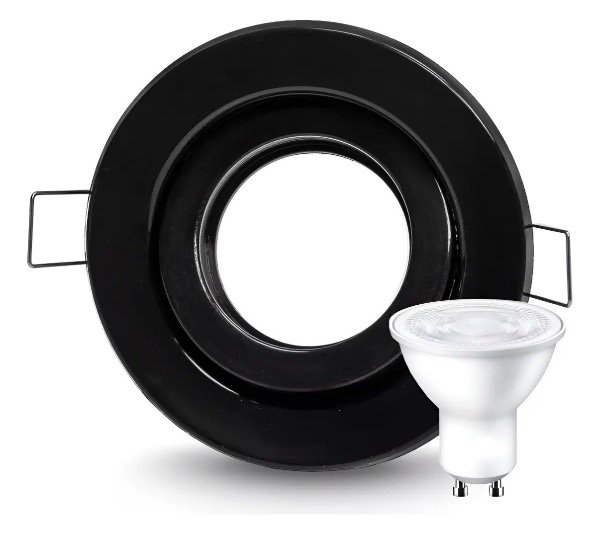 Producto - Spot embutir circular plastico + dicro led 7w negro