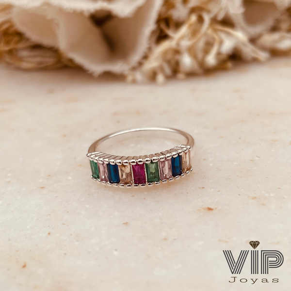 Producto - Anillo Cubics Colores Acero Blanco