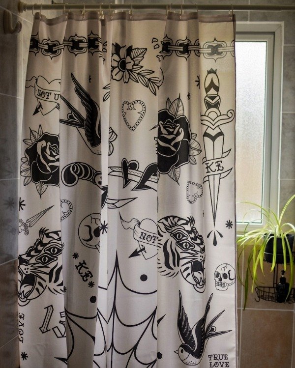Producto - Cortina de baño Tattoo blanca