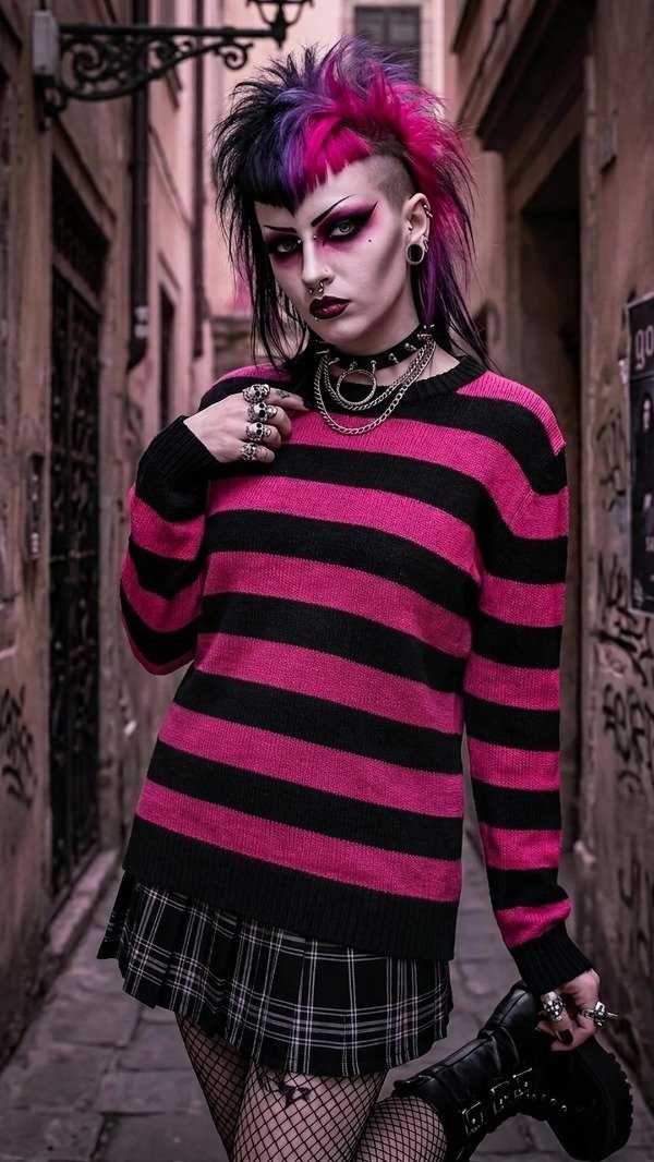 Producto - Sweaters rayado fucsia y negro
