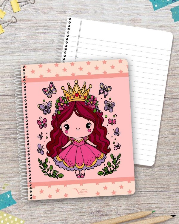 Producto - Cuaderno N3 rayado tapa rígida plástica 100h dis. princesa