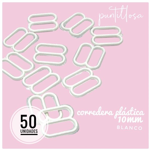 Producto - Corredera 10mm Nylon Blanco - 50 unidades