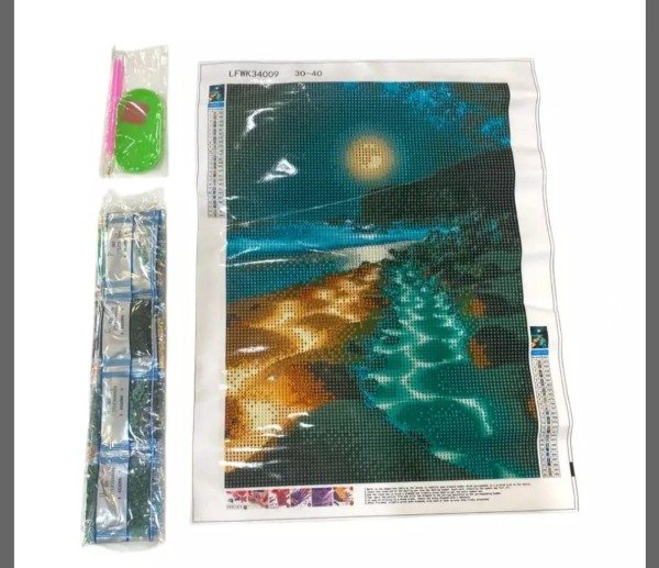 Producto - DIAMOND PAINTING 30X40 PLAYA ILUMINADA DE NOCHE