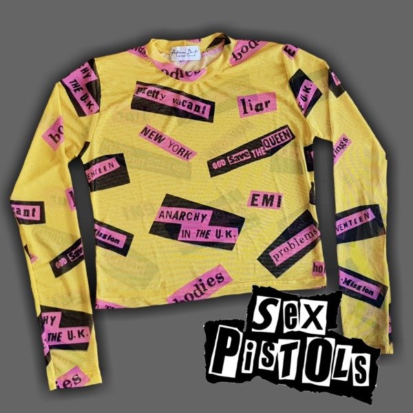 Producto - TOP "NEVERMIND" PISTOLS AMARILLO - 1