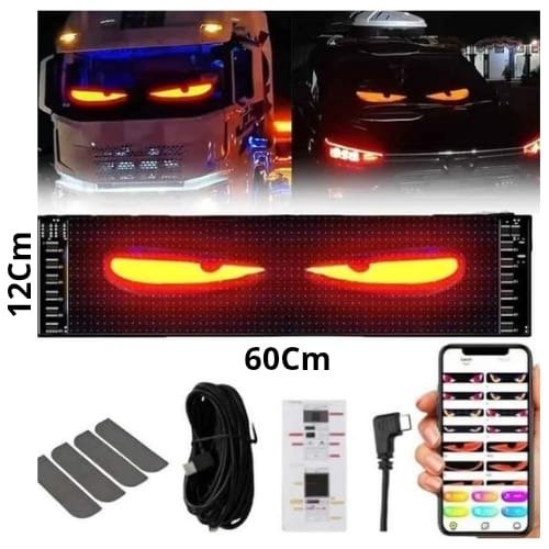 Producto - Cartel Led Luminoso Colores Programable Control App Bluetooth Ojos 60 CM X 12 CM