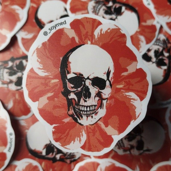 Producto - Sticker UV Craneo rosas