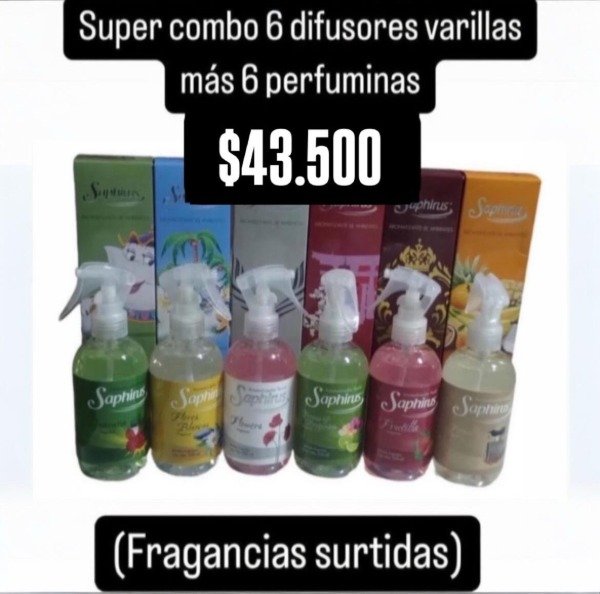 Producto - COMBO SAPHIRUS - 6 TEXTILES Y 6 DIFUSORES