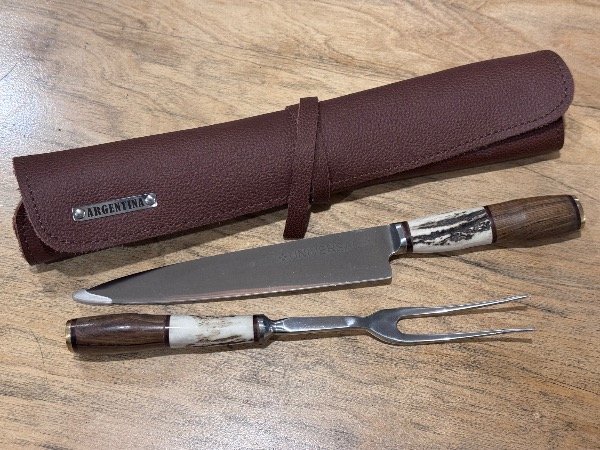 Producto - 268 - Set REFORADO Parrillero Trinchar UNIVERSAL Combinado Ciervo - Paño