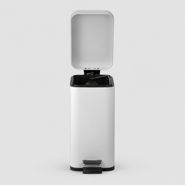 Producto - Tacho De Basura Acero 10lts Con Pedal Y Balde Cierre Suave Blanco y Negro - 7