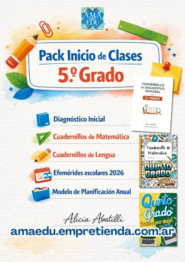 Producto - QUINTO GRADO - Pack INICIO DE CLASES, CUADERNILLOS, EFEMÉRIDES y más