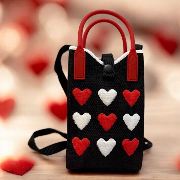 Producto - Bandolera Importada Negra corazones