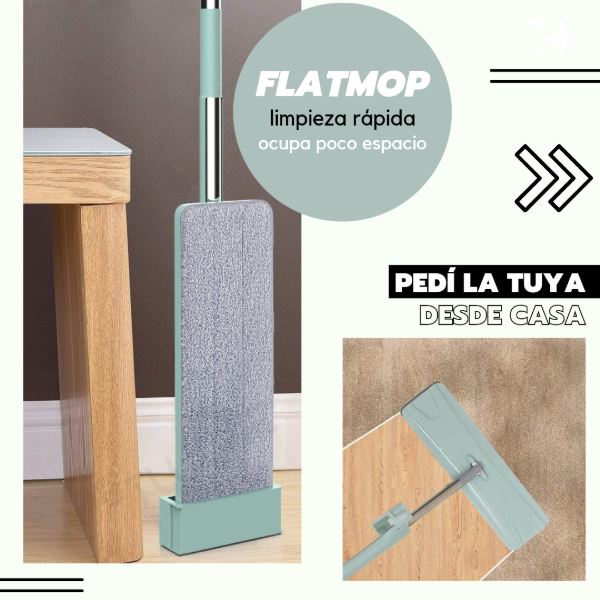 Producto - Mopa plana con 3 paños  autoescurrible.