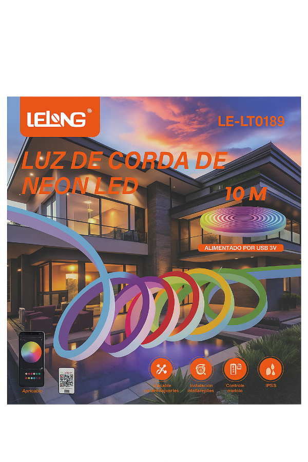 Producto - TIRA NEON 10 METROS RGB PUERTO USB/BLUETOOTH
