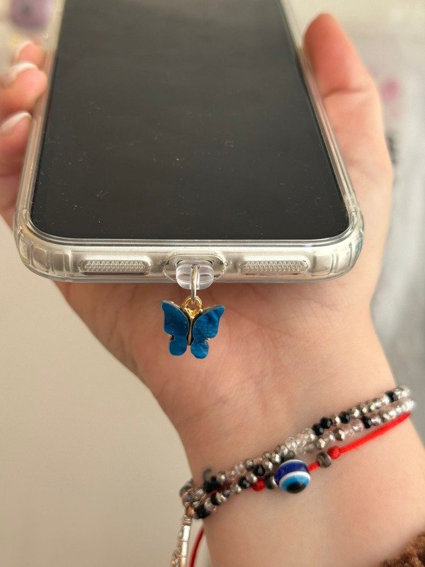 Producto - Cubre pin de carga mariposa blue