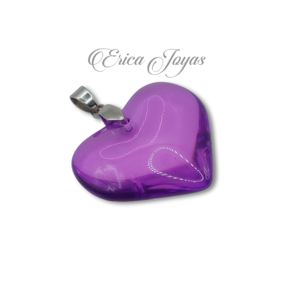 Producto - Dije piedra translúcida Corazón lila 30 (LBPI0008)