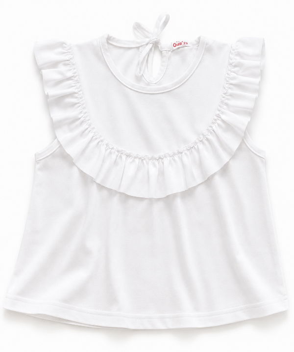 Blusa Discontinua. blanca