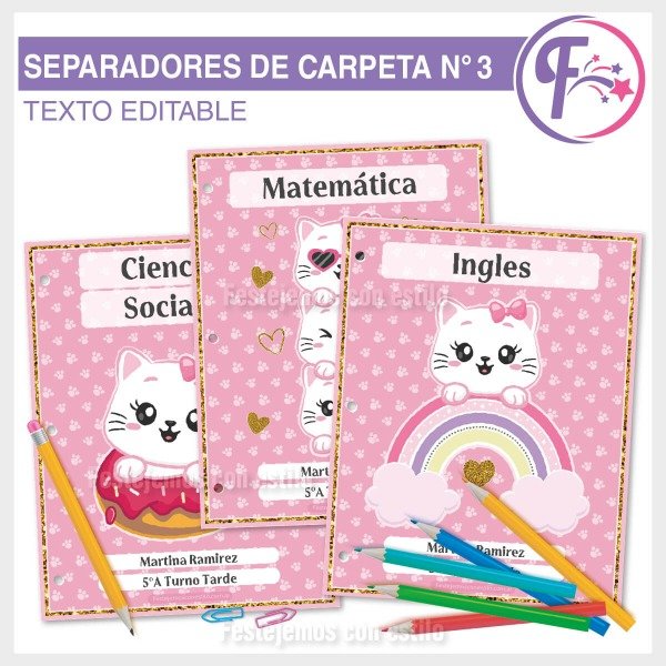 Producto - Gatita Kit Escolar Separadores Imprimibles