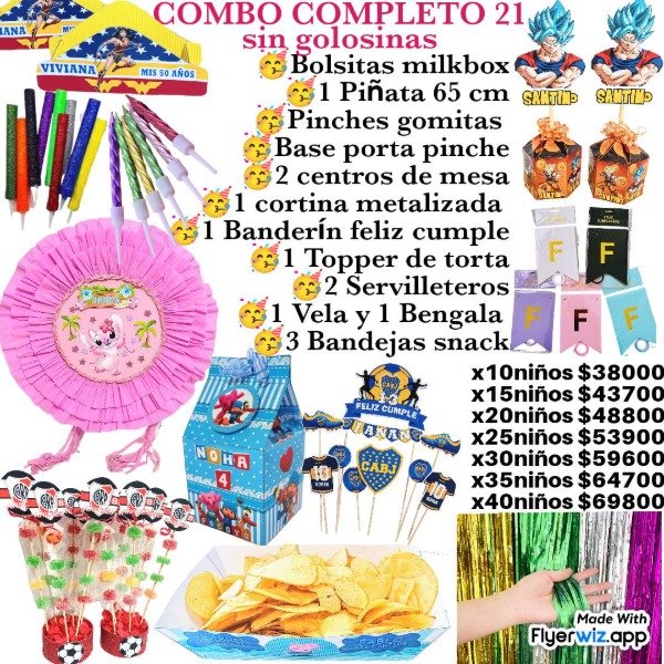 Producto - Combo completo 21 personalizado sin golosinas