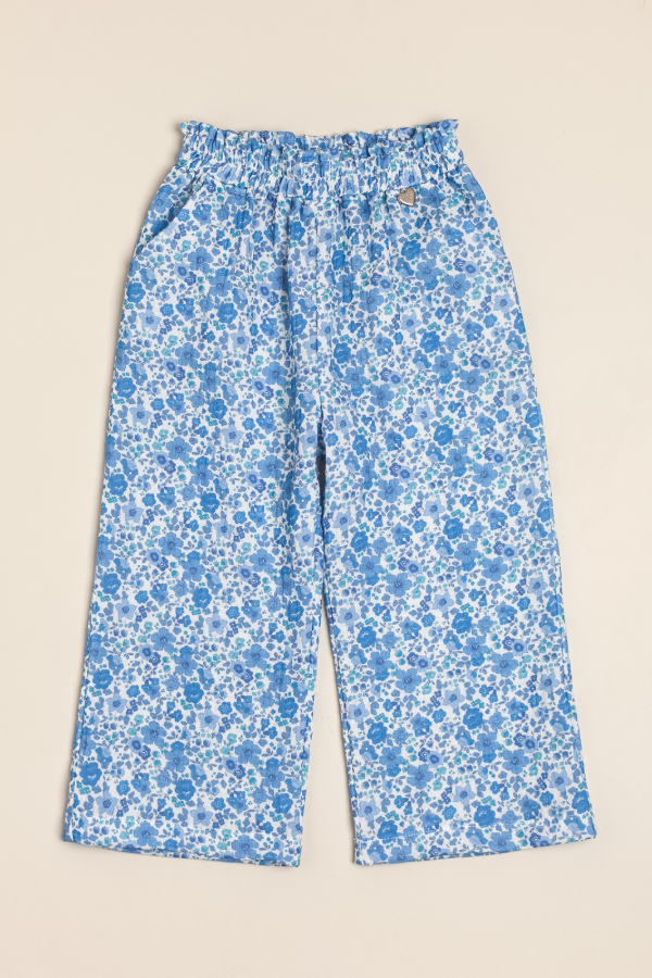 Producto - Pantalon de gasa de algodon estampado exclusivo liberty Garden Blue ME