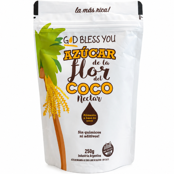 Producto - AZÚCAR DE LA FLOR DEL COCO ÓRGANICA GOD BLESS YOU 250gr
