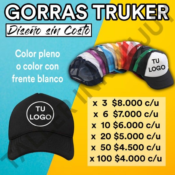 Producto - GORRAS PERSONALIZADAS x 3 unidades c/u