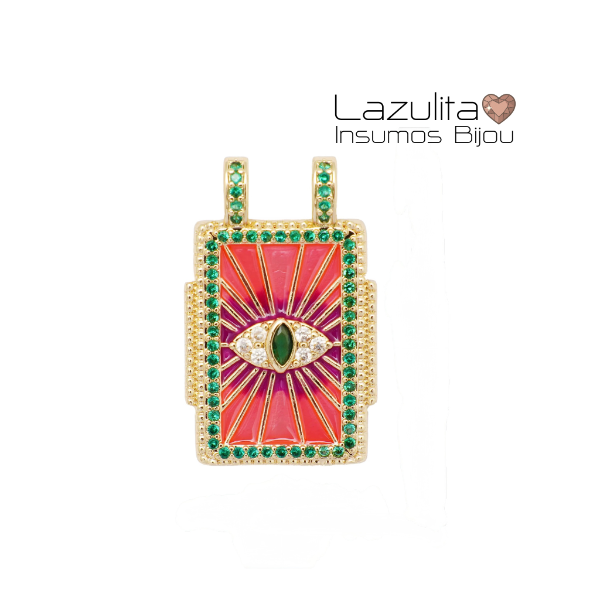 Producto - DIJE ESCAPULARIO OJO  CIRCONIAS VERDES