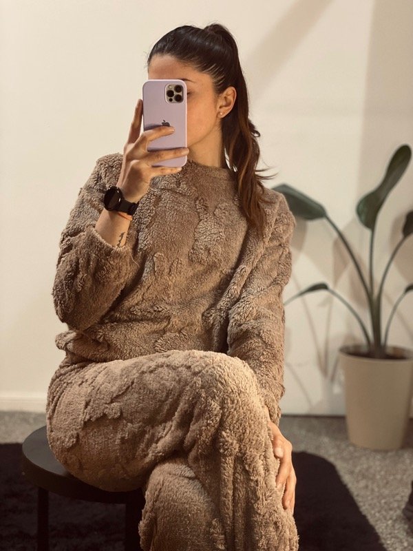 Producto - Pijama polar marrón talle único hasta un 44