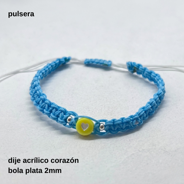 Producto - PUL #FP - Pulsera tejida Argentina y dije foami corazón (DÓLAR)
