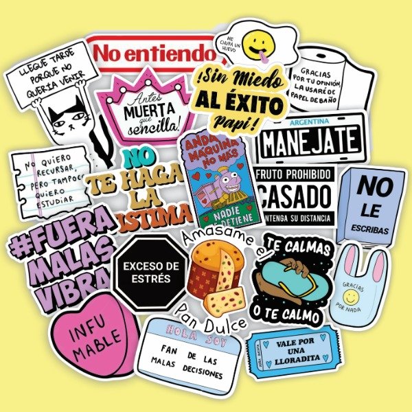 Pack 20 Stickers Vinilo Uv Premium - Memes Bardera - La Calcomeria