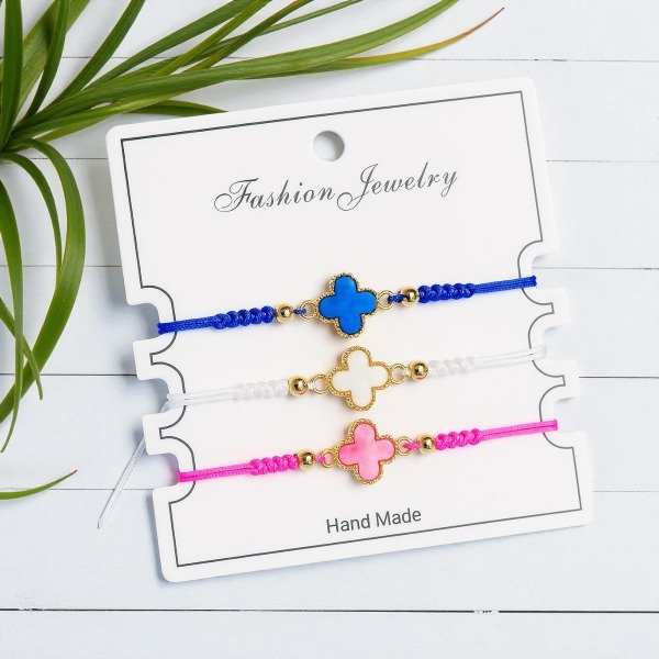Producto - Set de 3 Pulseras Surtidas Van Cleef Azul Blanco Rosa